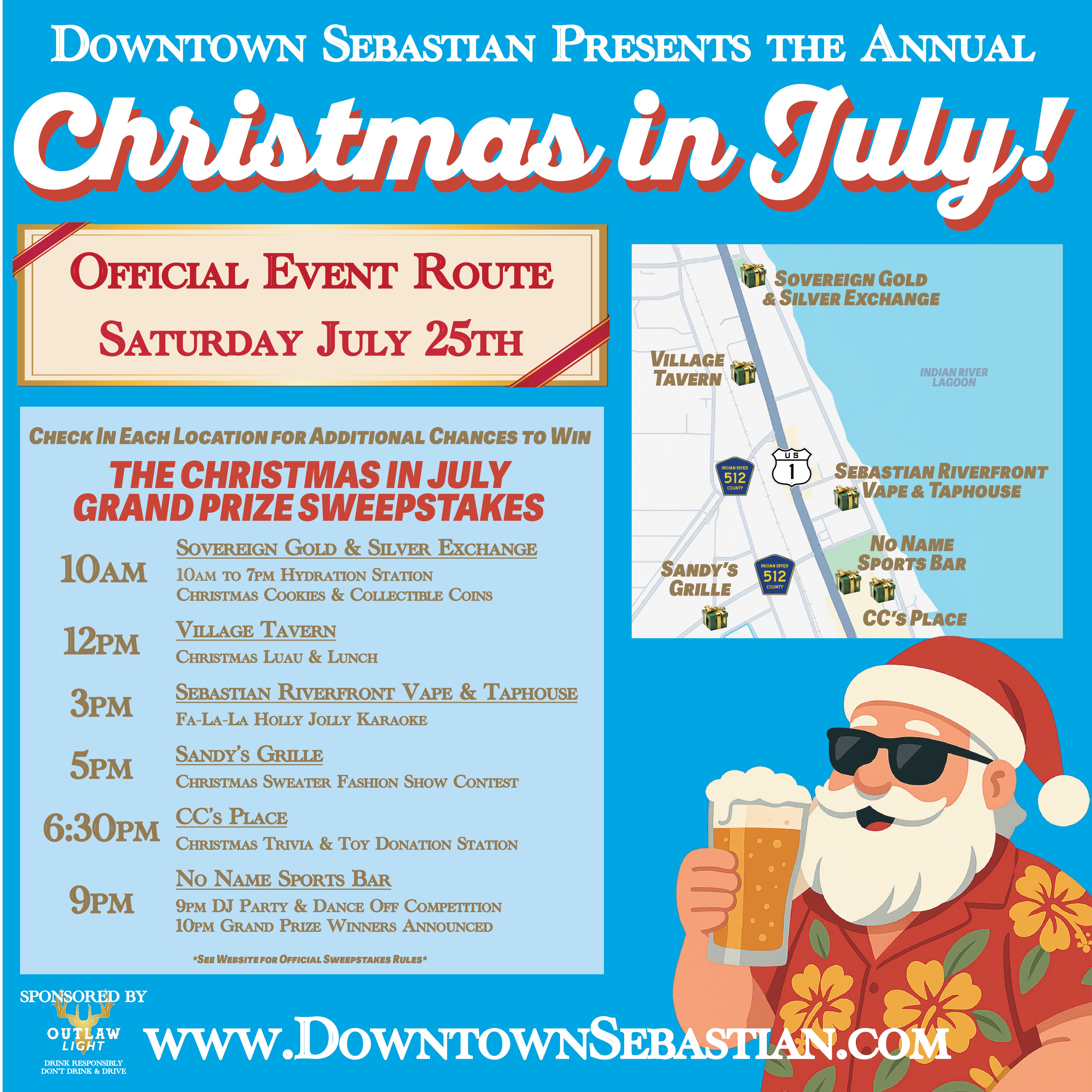 Downtown Sebastian's Annual Christmas in July 2026!