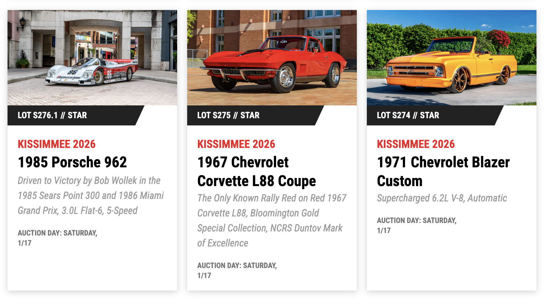 Mecum Kissimmee 2026 Auction